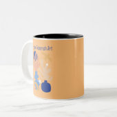 Unieke Risograph Art Tweekleurige Koffiemok (Voorkant links)