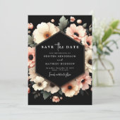 Unieke robuuste roze bloemige bruiloft save the date (Staand voorkant)