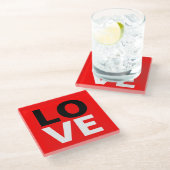 Unieke rode achtergrond liefde Romance Glazen Onderzetter (Schuin)