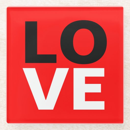 Unieke rode achtergrond liefde Romance Glazen Onderzetter (Voorkant)