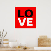 Unieke Rode Achtergrond Liefde Romance Poster (Keuken)