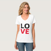 Unieke rode achtergrond liefde romantiek t-shirt (Voorkant volledig)