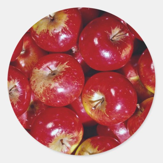 Unieke rode appels ronde sticker (Voorkant)