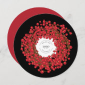 Unieke rode bessen krans Uw Logo gaat hier Hol Feestdagenkaart (Voorkant / Achterkant)