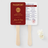 Unieke rode bestemming bruiloft paspoort programma handwaaier (Voorkant en achterkant)