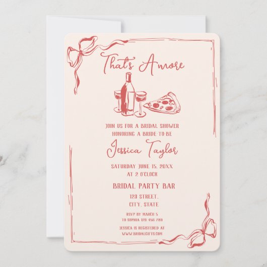 Unieke Rode Hand Getrokken Bruids Brunch Dat Is Am Kaart (Voorkant)