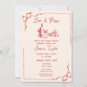 Unieke Rode Hand Getrokken Bruids Brunch Liefde &  Kaart (Voorkant)