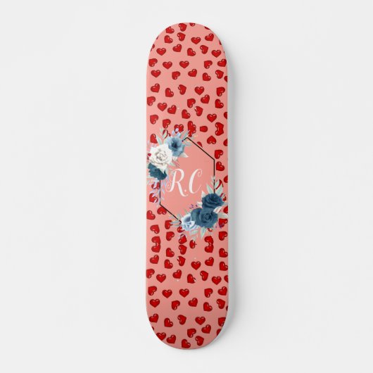 unieke rode harten op roze en patroon Aangepast Persoonlijk Skateboard (Voorkant)