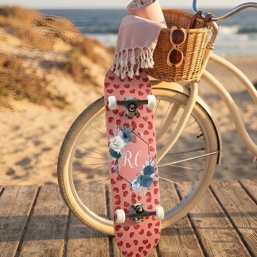 unieke Rode harten op roze en patroon Aangepast Persoonlijk Skateboard