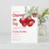 Unieke rode kersen op top baby shower kaart (Staand voorkant)