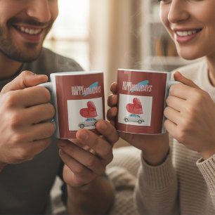 Unieke rode kerstvakantie mok