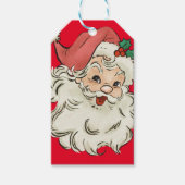 Unieke rode retro kerstman cadeaulabel (Voorkant)