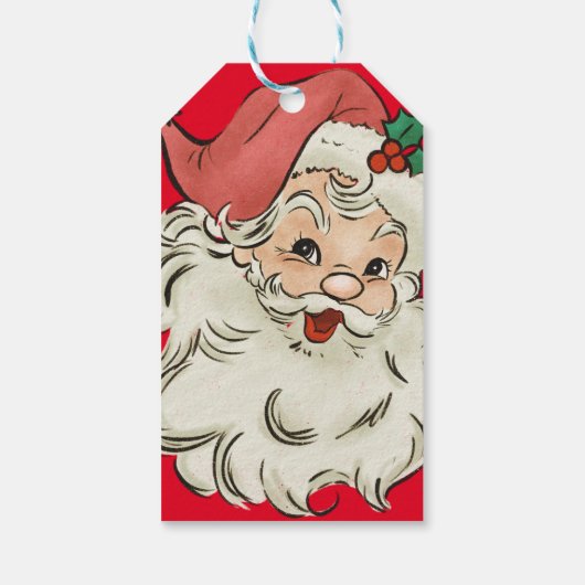 Unieke rode retro kerstman cadeaulabel (Achterkant)