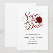 Unieke rode roos bruiloft save the date (Voorkant / Achterkant)