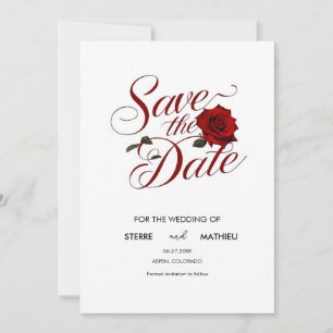 Unieke rode roos bruiloft save the date