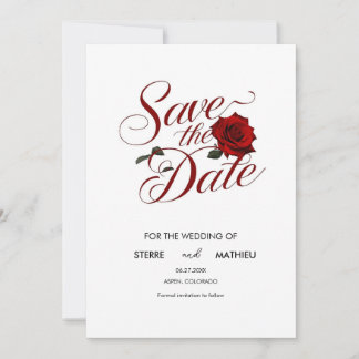 Unieke rode roos bruiloft save the date