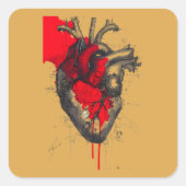 Unieke rode spat human heart sticker (Voorkant)