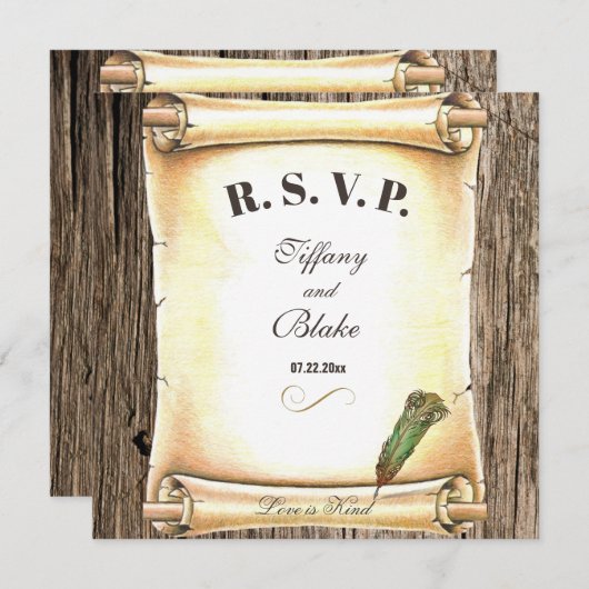 Unieke Rol & Veer Pen Trouw RSVP Kaart (Voorkant / Achterkant)