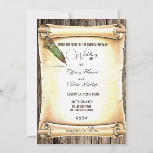 Unieke Rol & Veer Pen Trouw Uitnodigingen (Voorkant)