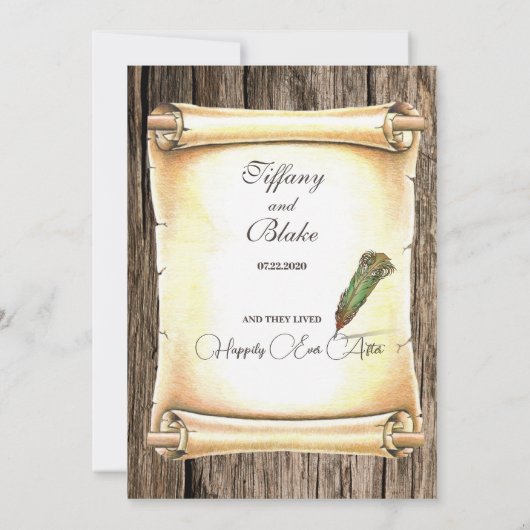 Unieke Rol & Veer Pen Trouw Uitnodigingen (Achterkant)