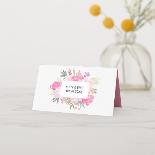 Unieke romantische bloemenbruiloft plaats kaart plaatskaartje (Achterkant)