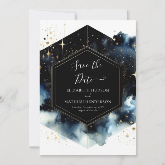 Unieke romantische hemelse bruiloft save the date (Voorkant)