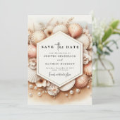 Unieke romantische strand bruiloft save the date (Staand voorkant)