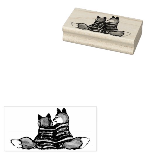 Unieke romantische vos ontwerp bruiloft Valentijn Rubberstempel (Gestempeld)