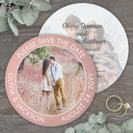 Unieke Ronde Foto Moderne Roze Ombre Trouwfeest Save The Date