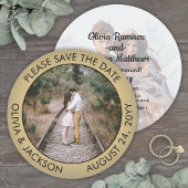 Unieke Ronde Foto Zwart & Goud Faux Folie Bruiloft Save The Date