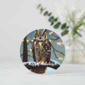 Unieke Ronde Grote Hoornuil Kerstkaart (Staand voorkant)