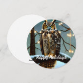 Unieke Ronde Grote Hoornuil Kerstkaart (Voorkant / Achterkant)