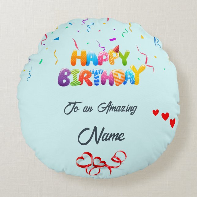 Unieke ronde kussen cadeau voor verjaardagen (Voorkant)
