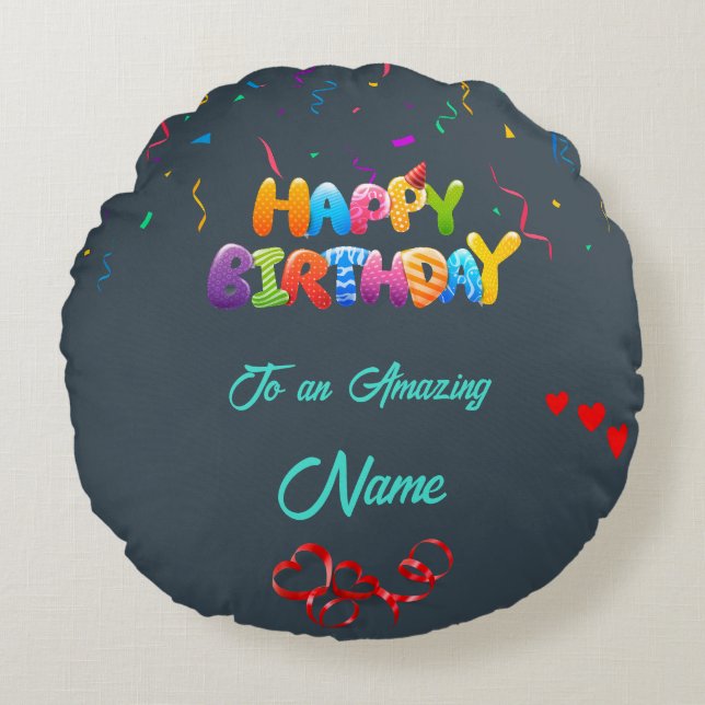 Unieke ronde kussen cadeau voor verjaardagen (Voorkant)