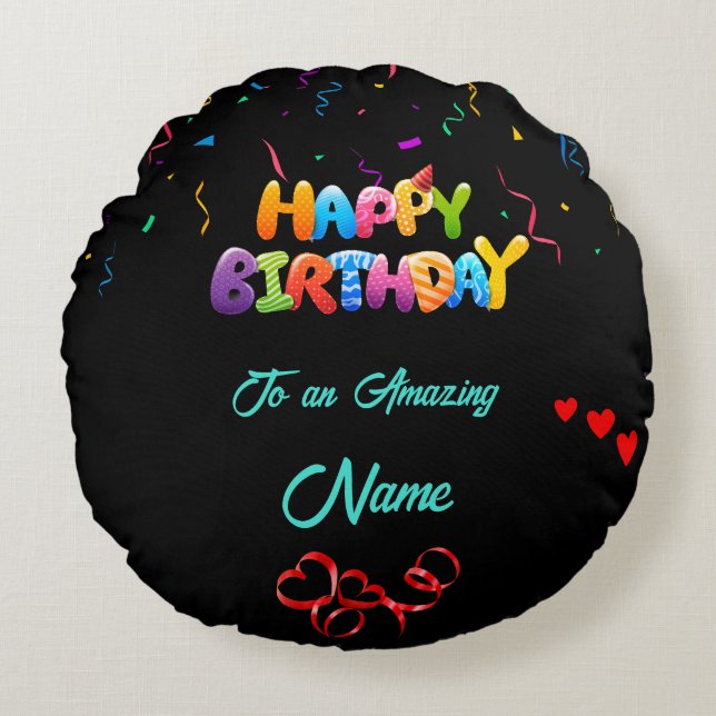 Unieke ronde kussen cadeau voor verjaardagen (Voorkant)