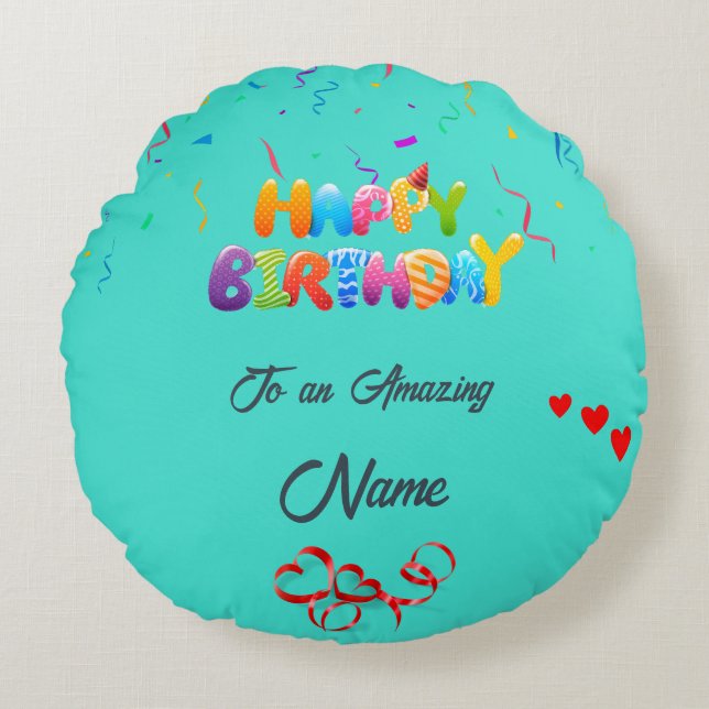 Unieke ronde kussen cadeau voor verjaardagen (Voorkant)