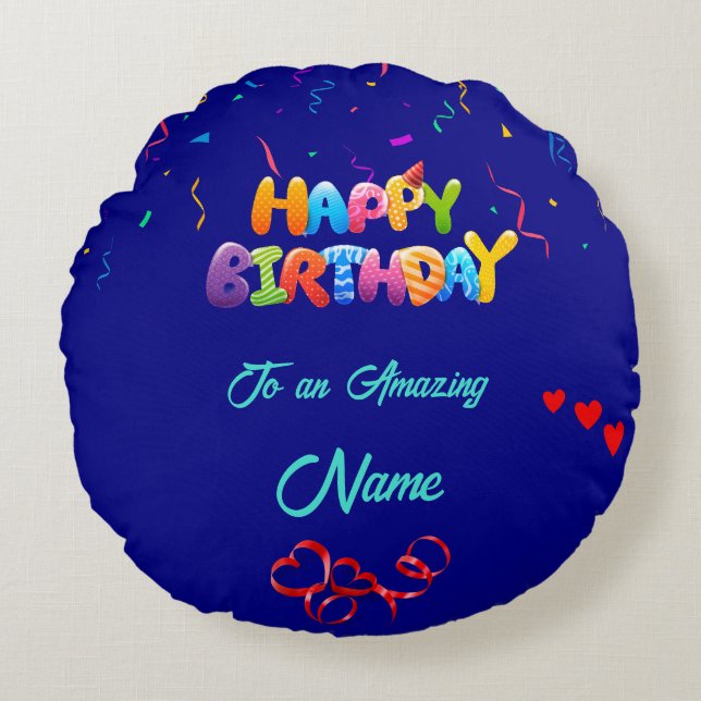 Unieke ronde kussen cadeau voor verjaardagen (Voorkant)