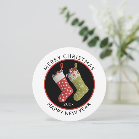 Unieke Ronde, Minimale kerstfeestdag Feestdagenkaart (Staand voorkant)