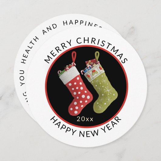 Unieke Ronde, Minimale kerstfeestdag Feestdagenkaart (Voorkant / Achterkant)