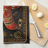 Unieke Rood en Goud Gingerbread Man Abstract Chris Theedoek (Quarter Fold)