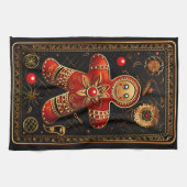 Unieke Rood en Goud Gingerbread Man Abstract Chris Theedoek (Horizontaal)