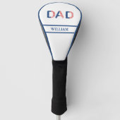Unieke rood wit blauw DAD naam tegen wit Golfheadcover (Voorkant)