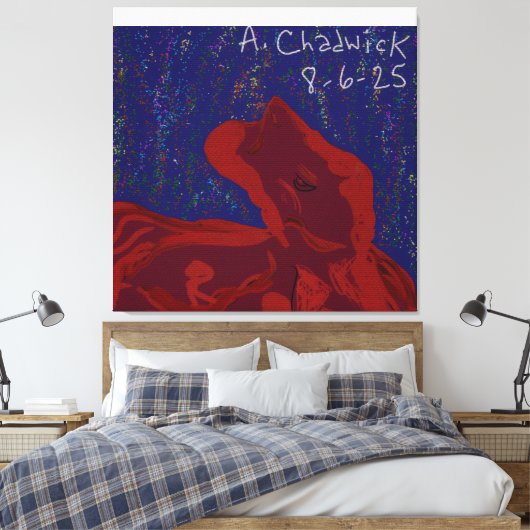 Unieke roodgekleurde superheld Stretched Canvas Ar (Insitu (Slaapkamer))