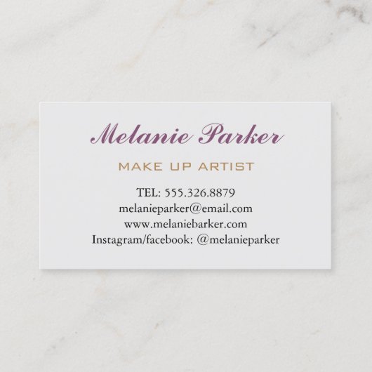 Unieke Roos Gold Lips Make-up Artist Visitekaartje (Achterkant)