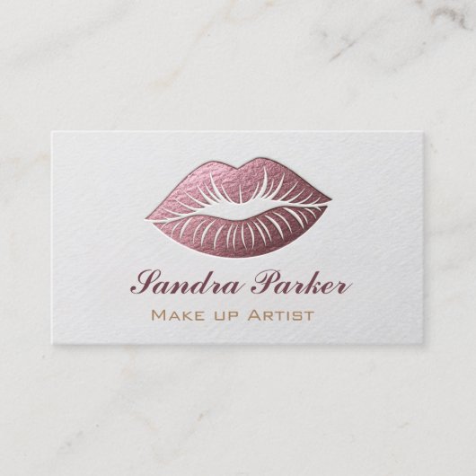 Unieke Roos Gold Lips Make-up Artist Visitekaartje (Voorkant)