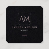 Unieke Roos Gold Monogramed Script Social Media Vierkante Visitekaartje (Voorkant)