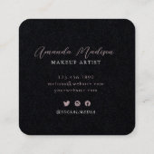 Unieke Roos Gold Monogramed Script Social Media Vierkante Visitekaartje (Achterkant)