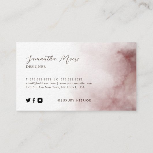 Unieke Roos Gold Waterverf Monogrammen Visitekaartje (Achterkant)