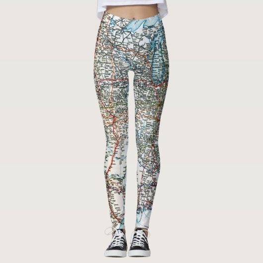 Unieke  routekaart van de Verenigde Staten Leggings (Voorkant)