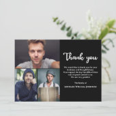 Unieke rouw- en herdenkingsdienst 3 foto-collage bedankkaart (Staand voorkant)